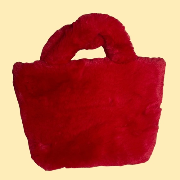 Smiley Red Faux Fur Handbag Small Medium Purse shoulder bag - Picture 2 of 4